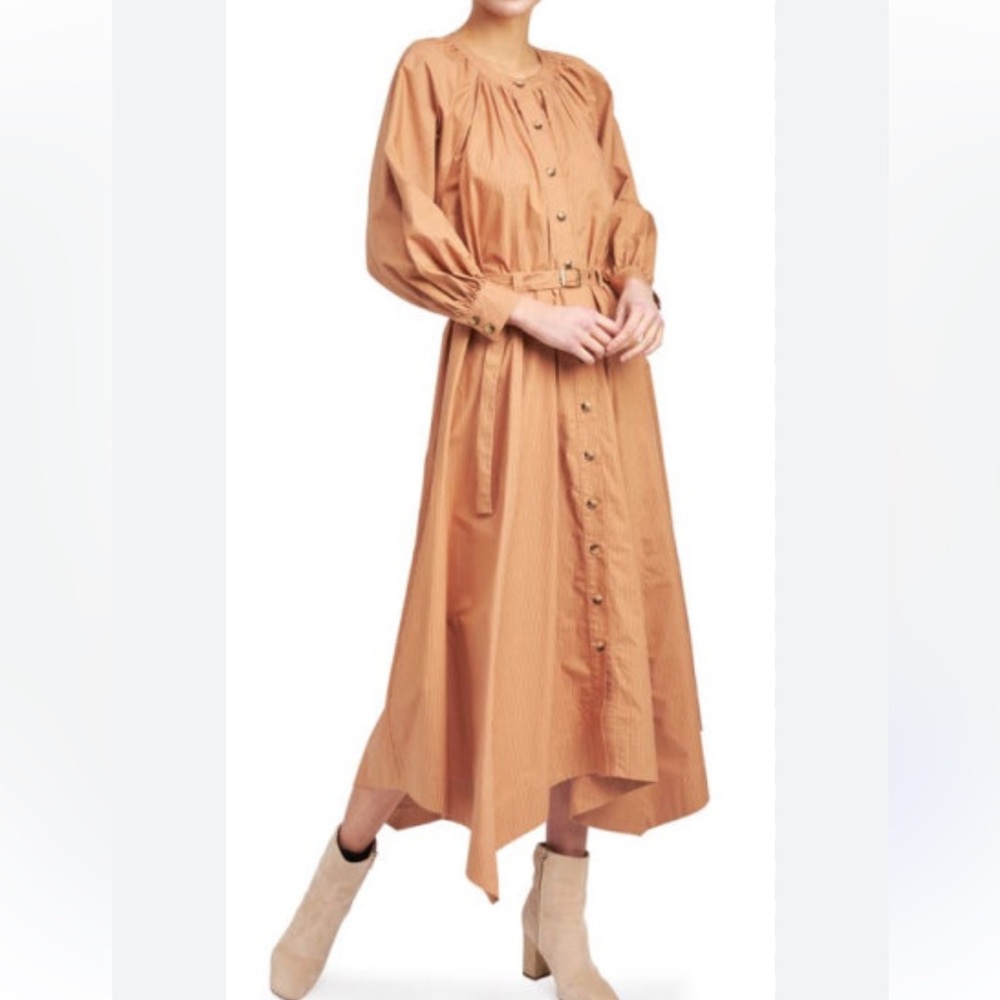En Saison Camila Midi / Maxi Striped Shirt Dress in Cider Size Large New - Picture 10 of 10